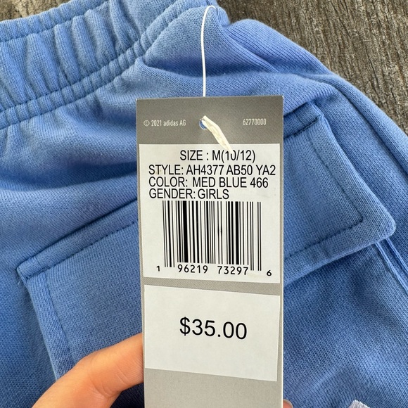 Brand New Adidas Girl’s/Youth’s Shorts “Med Blue” - Picture 6 of 8